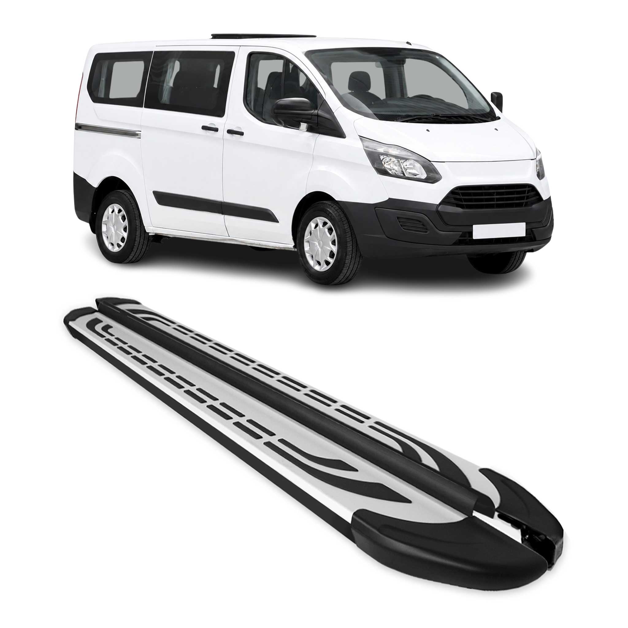 Trittbretter Seitenschweller für Ford Tourneo Custom I 2012-2023 L1 Schwarz Alu