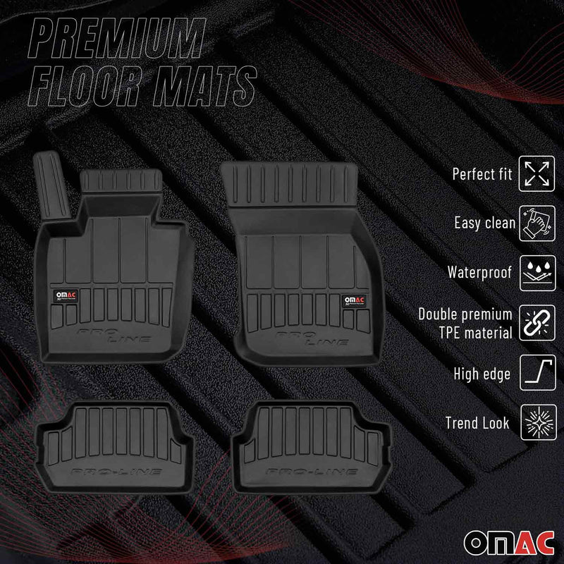 OMAC Gummi Fußmatten für Mini Cooper F55 F56 F57 2014-24 Premium TPE Schwarz 4x