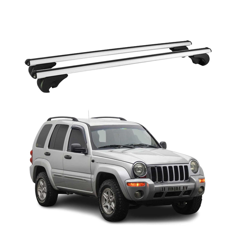 Dachträger Grundtäger für Jeep Cherokee KJ 2002-2007 75kg Aluminium Silber 2 tlg