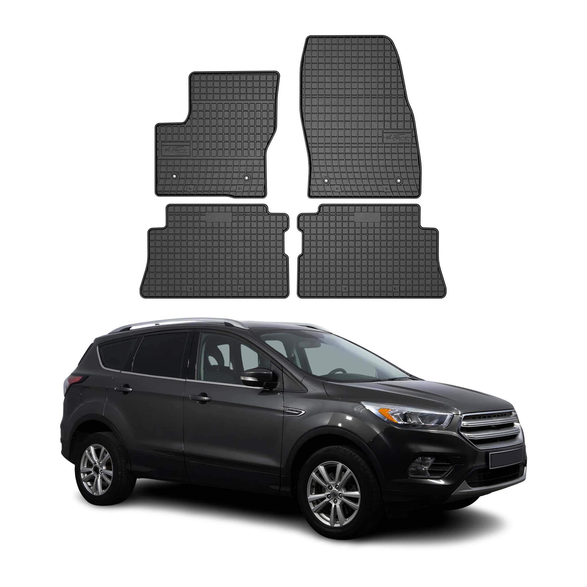 OMAC Gummi Fußmatten für Ford Kuga II 2012-2019 Automatten Gummi Schwarz 4tlg