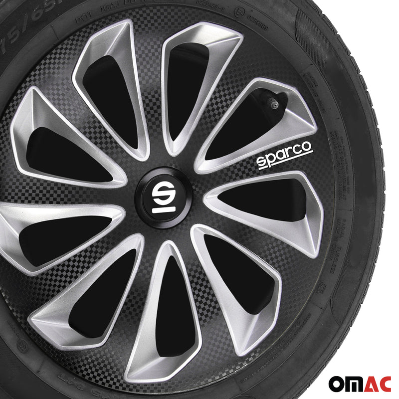 Sparco Radkappen 15 Zoll Sicilia Schwarz Carbon Silber 4tlg