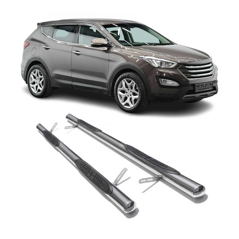 Edelstahl Trittbretter Schwellerrohre für Hyundai Santa Fe Edelstahl Silber 2tlg