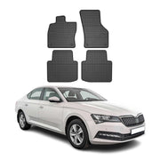 OMAC Gummi Fußmatten für Skoda Superb 2015-2024 Automatten Gummi Schwarz 4tlg