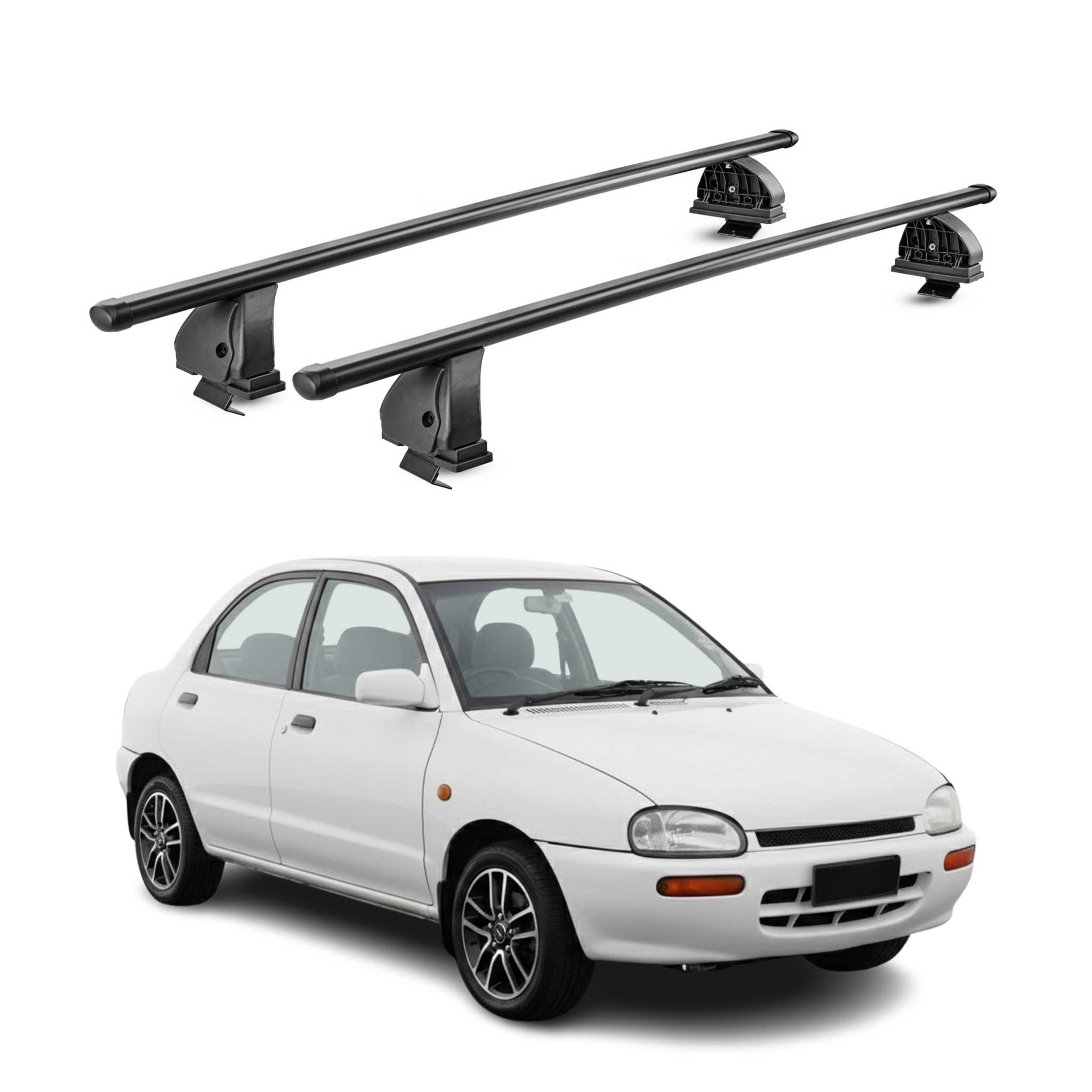 Stahl Dachträger für Mazda 121 1996-2002 5Tür TÜV Abschließbar 2tlg Schwarz