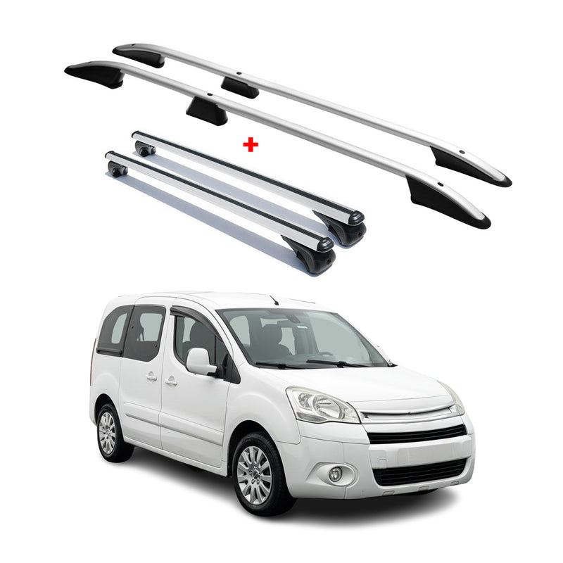 Dachträger + Dachreling für Citroen Berlingo 2008-2018 L1 Aluminium Silber 4x