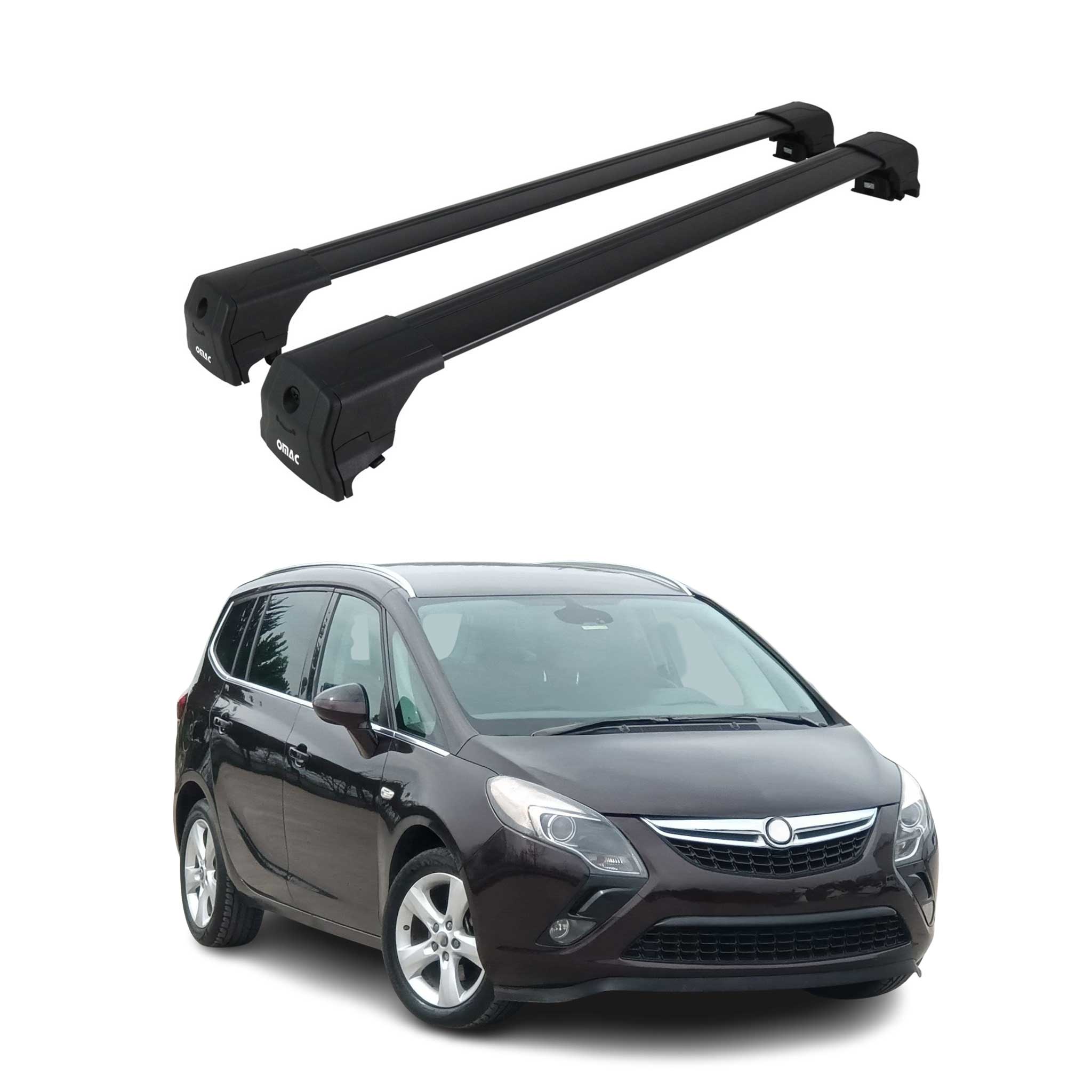 Dachträger Grundtäger für Opel Zafira C Tourer 2011-2019 Aluminium Schwarz 2 tlg