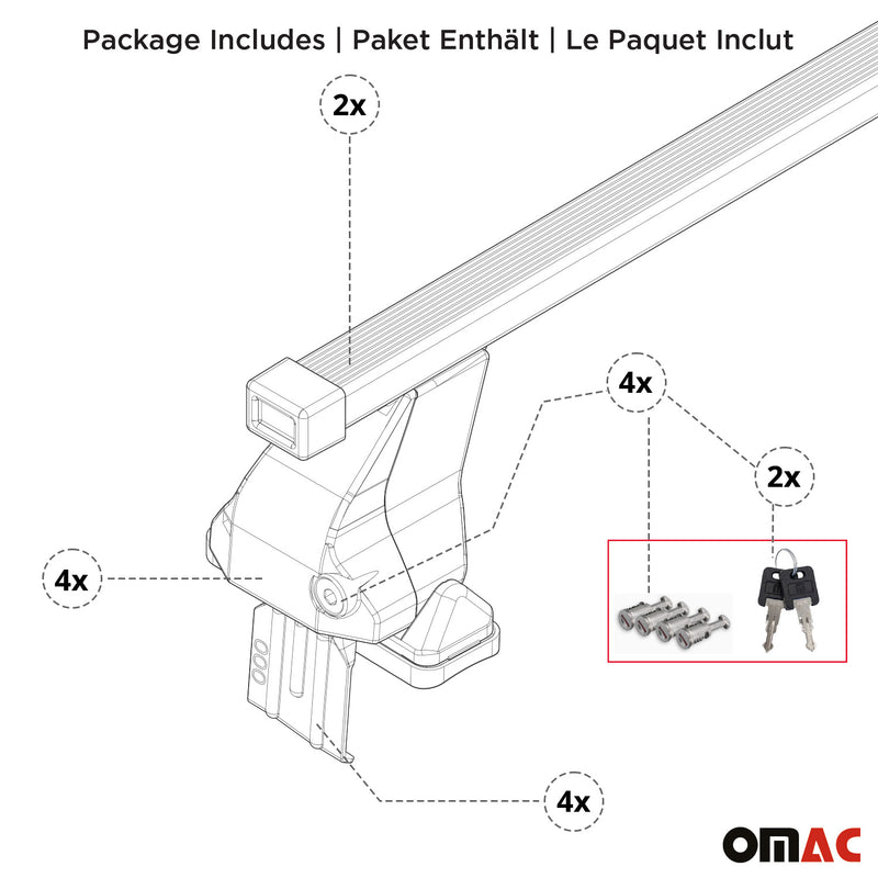 Menabo Stahl Dachträger Gepäckträger für Lexus IS XE10 1998-2005 Stahl Silber 2x