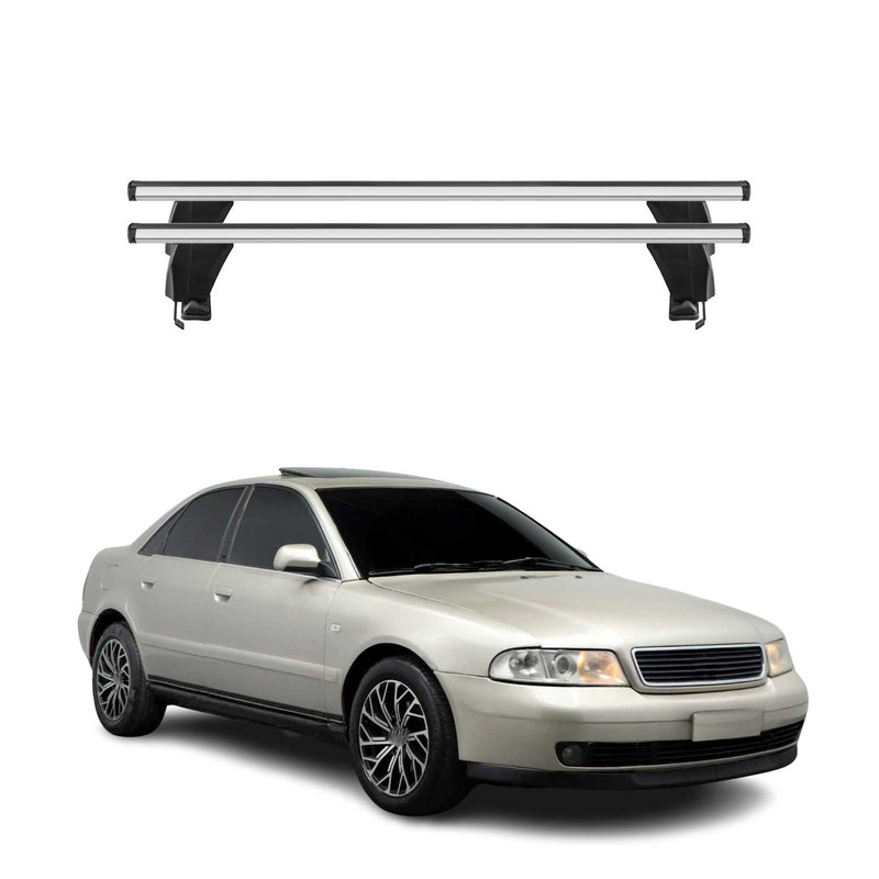 Menabo Dachträger Grundtäger für Audi A4 B5 Limo 1995-2001 50kg Alu Silber 2 tlg