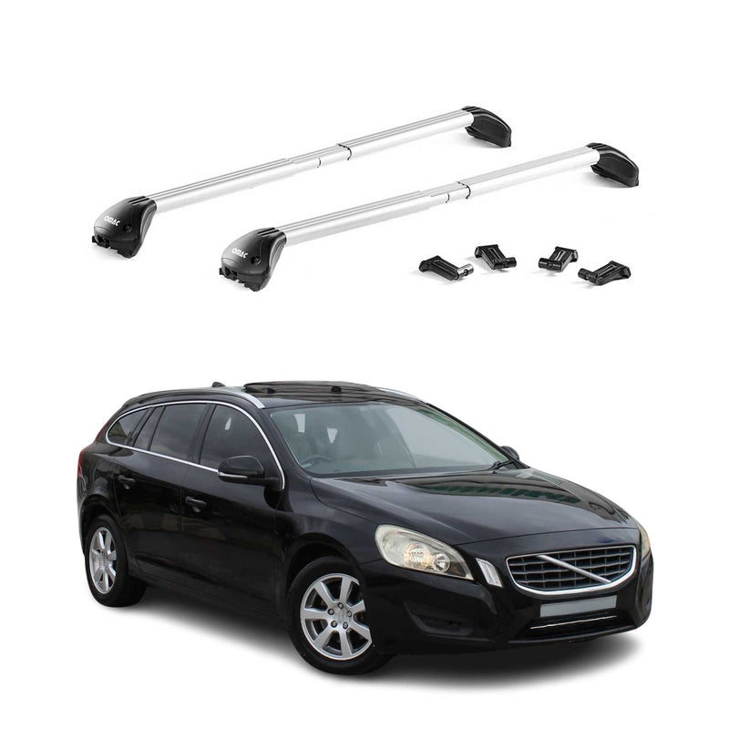 Dachträger Grundtäger für Volvo V60 2010-2018 100kg Aluminium Silber 2 tlg ABE