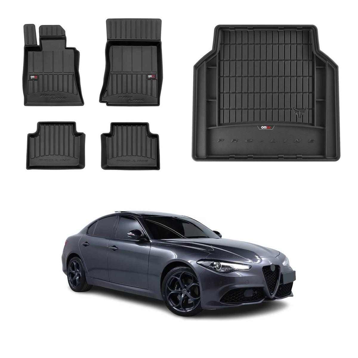 Fußmatten & Kofferraumwanne Set für Alfa Romeo Giulia (952) Limo 2015-2026 RWD