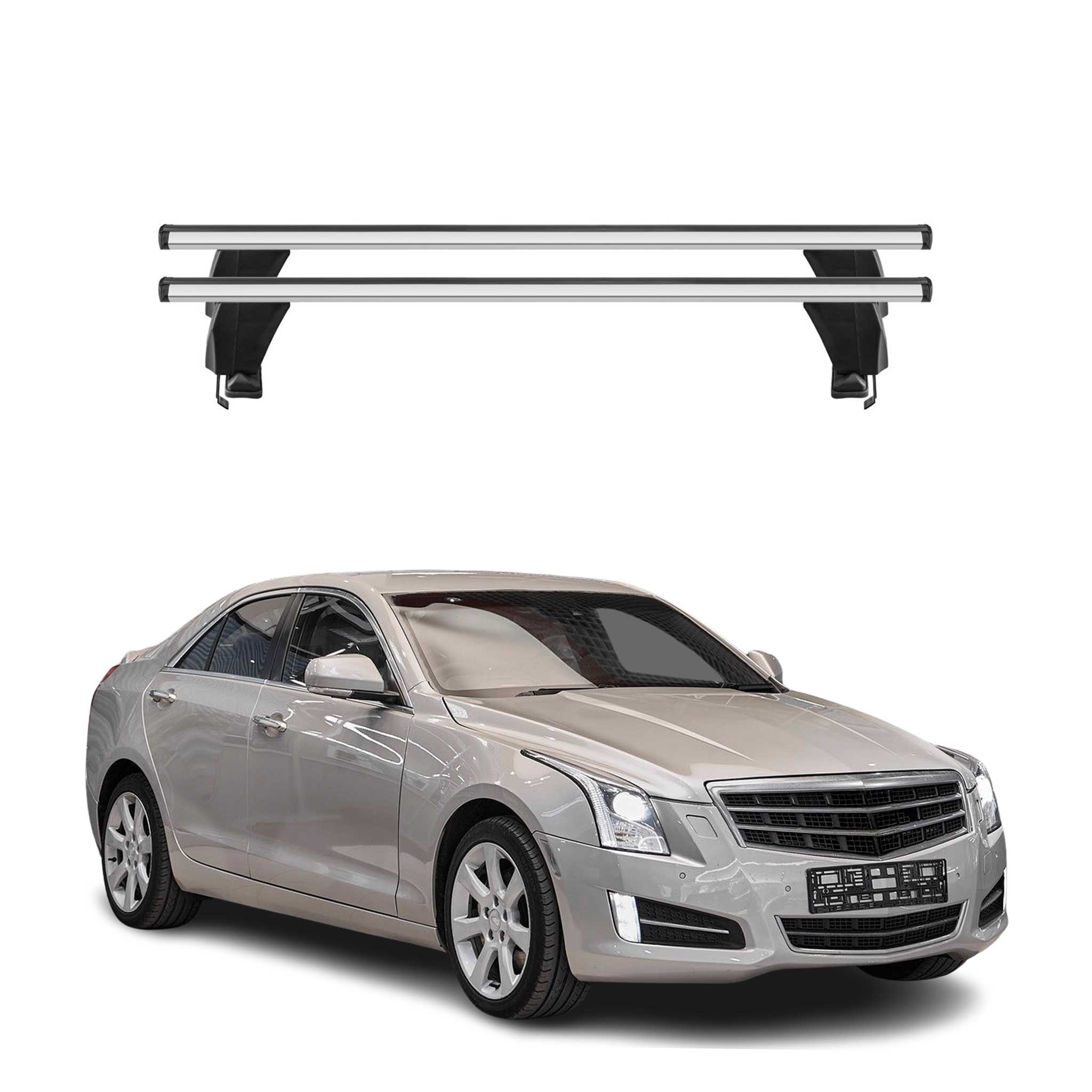 Menabo Dachträger Grundtäger für Cadillac ATS 2013-2019 50kg Alu Silber 2 tlg