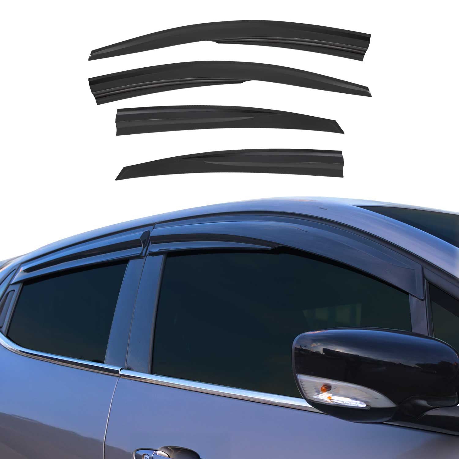 4x Windabweiser Regenabweiser für Hyundai Accent Blue 2010-2017 Acryl Dunkel