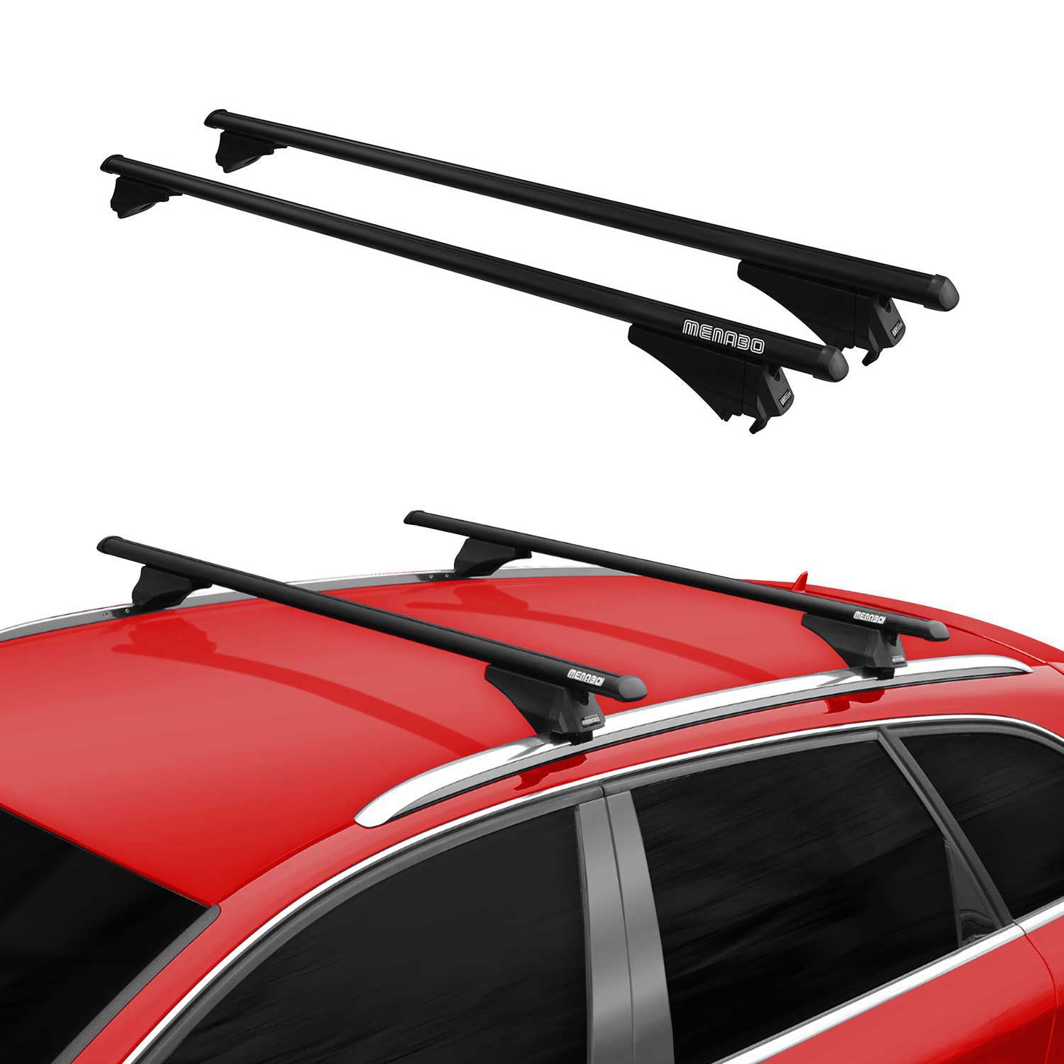 Menabo Dachträger für Seat Leon X-Perience Kombi 2014-2020 75kg Alu Schwarz 2x