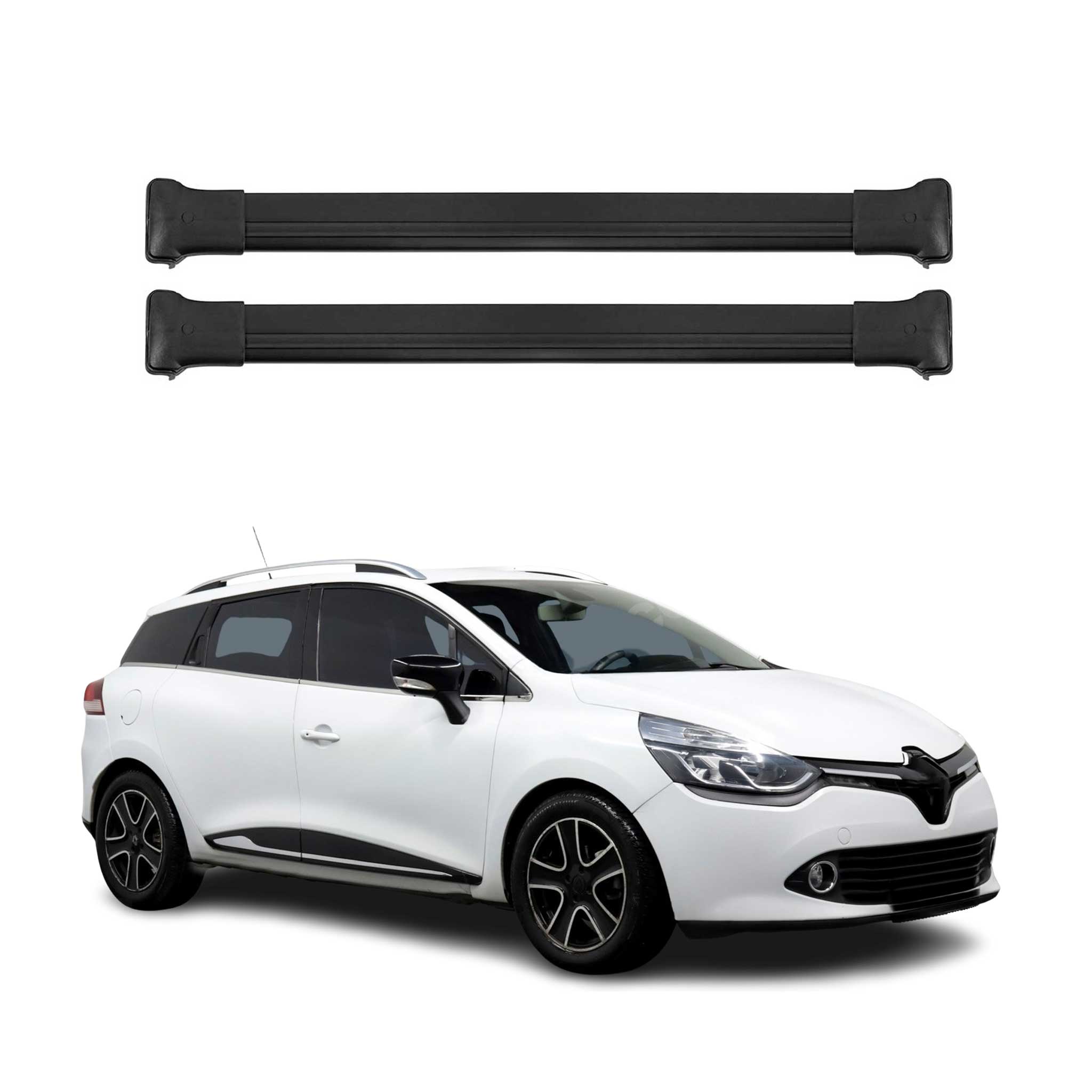 Dachträger Grundtäger für Renault Clio Grandtour 2012-2019 75kg Alu Schwarz 2x