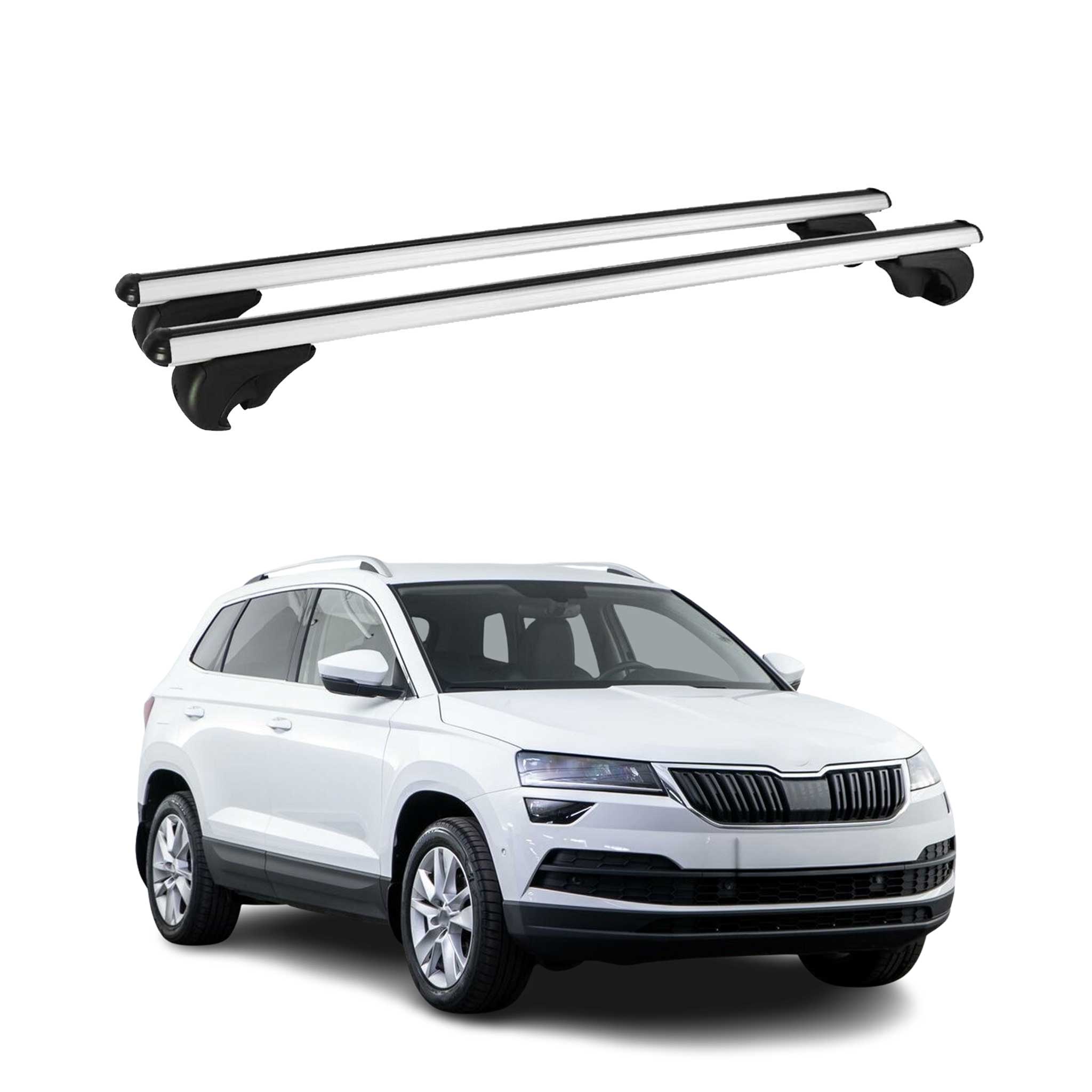 Dachträger Grundtäger für Skoda Karoq 2017-2026 75kg Aluminium Silber 2 tlg