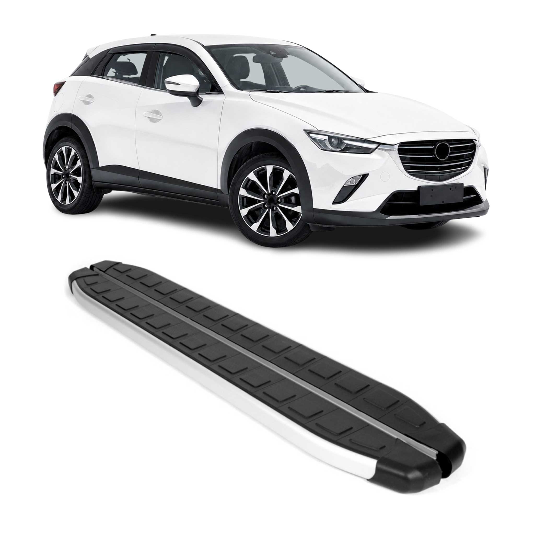 Seitenschweller Seitenbretter Trittbretter für Mazda CX-3 2015-2021 Alu Schwarz