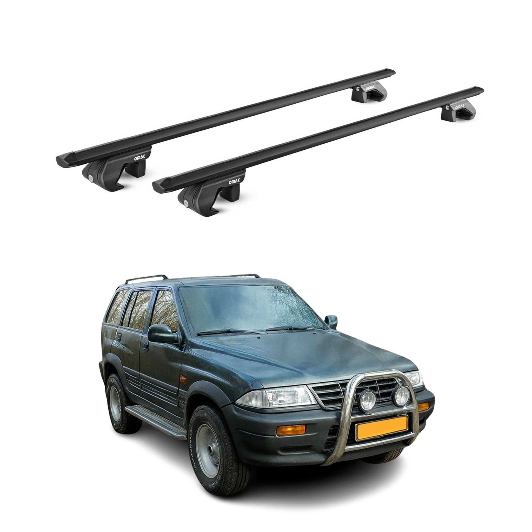 Dachträger Grundtäger für Ssangyong Musso 1993-2005 5 tür 90kg Alu Schwarz ABE