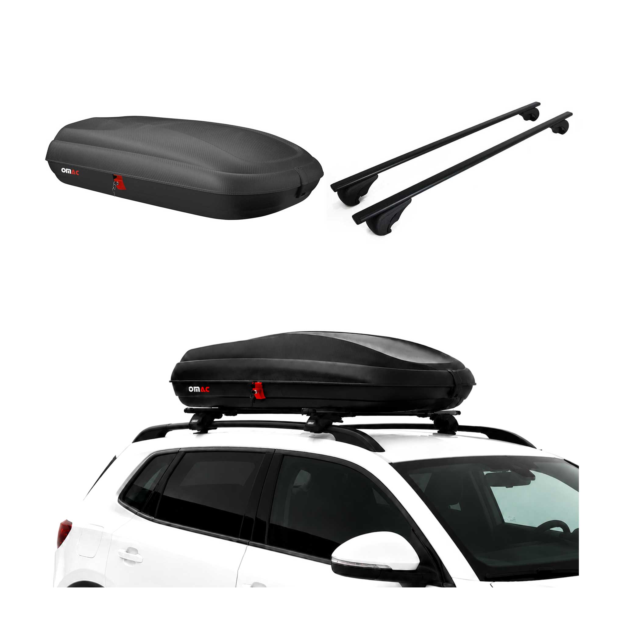 Carbonlook Dachbox 320L + Dachträger Seat Ateca 2016-2026 Schwarz Abschließbar