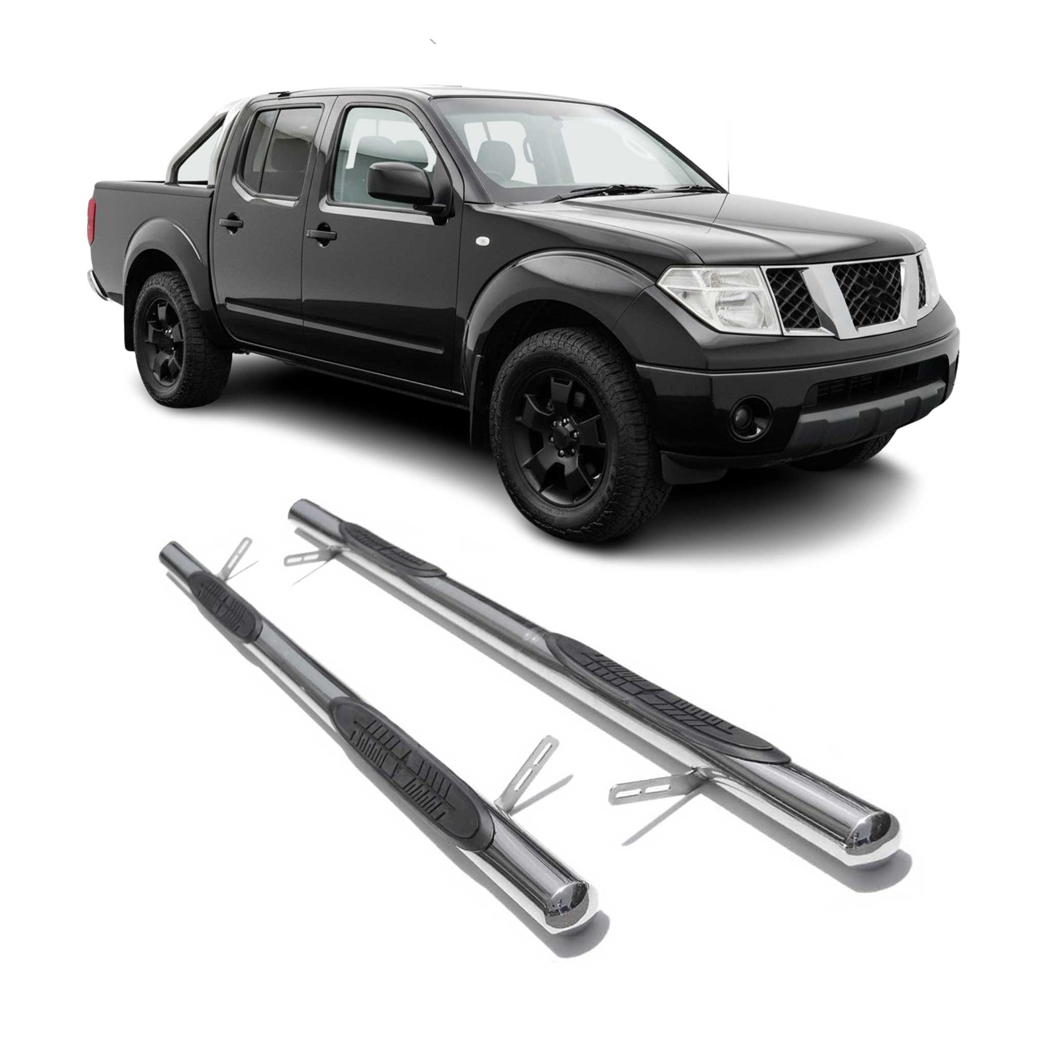 StahlTrittbretter Schwellerrohre für Nissan Navara D40 2005-2015 Double Cab Grau
