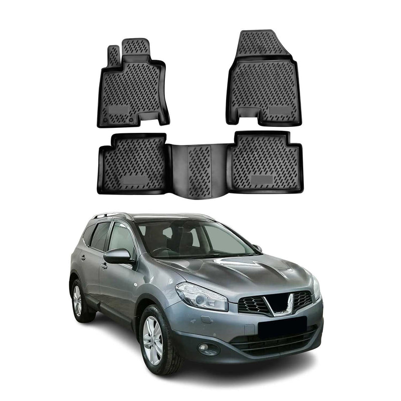 OMAC Gummimatten Fußmatten für Nissan Qashqai +2 2008-2014 TPE Matten Schwarz 4x