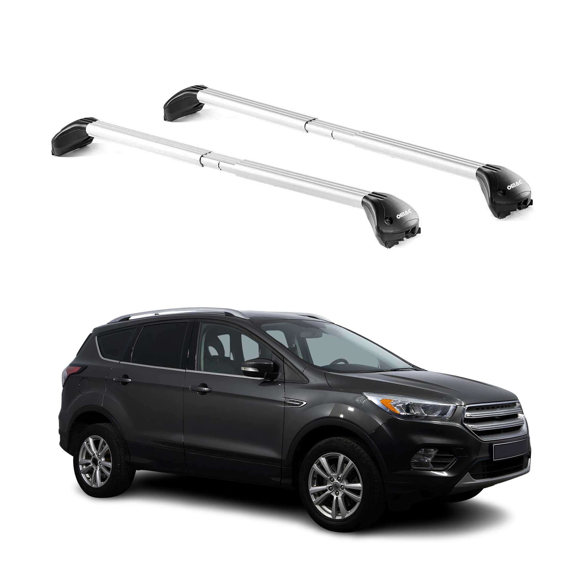 Dachträger Grundtäger für Ford Kuga II 2012-2019 100kg Aluminium Silber 2x ABE