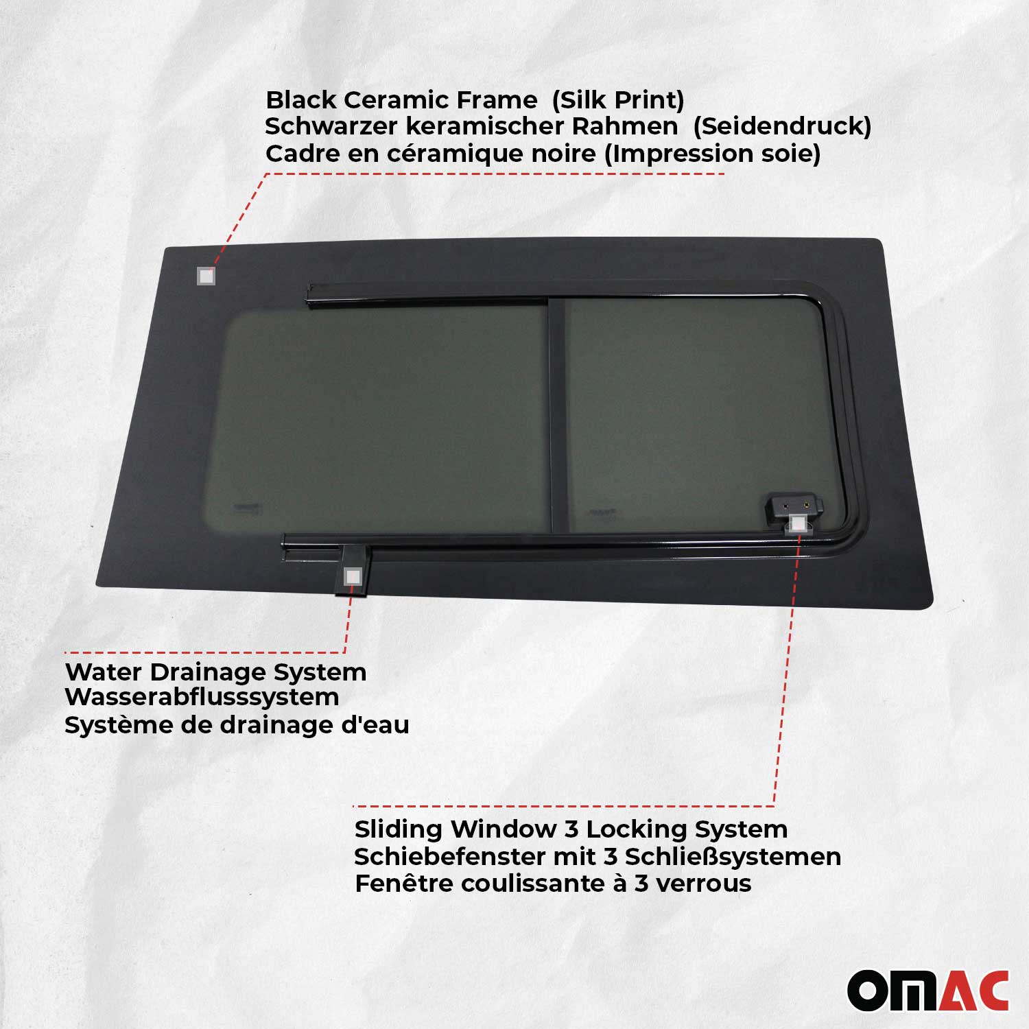 Seitenfenster Schiebetür  für Ford Transit Custom V710 2023-26 Vorne Links L1 L2