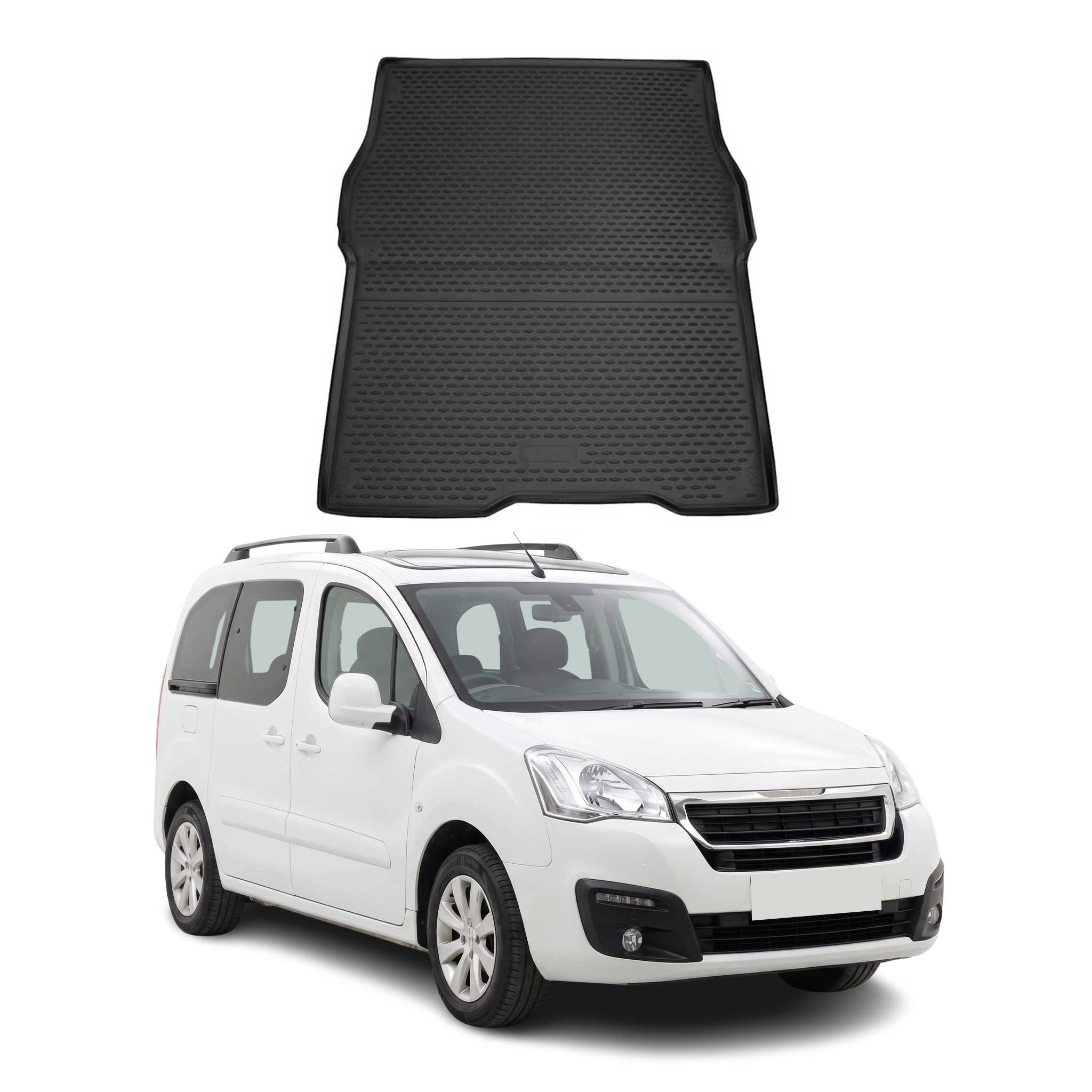 Kofferraummatte Kofferraumwanne für Peugeot Partner 2015-2018 Gummi TPE Schwarz