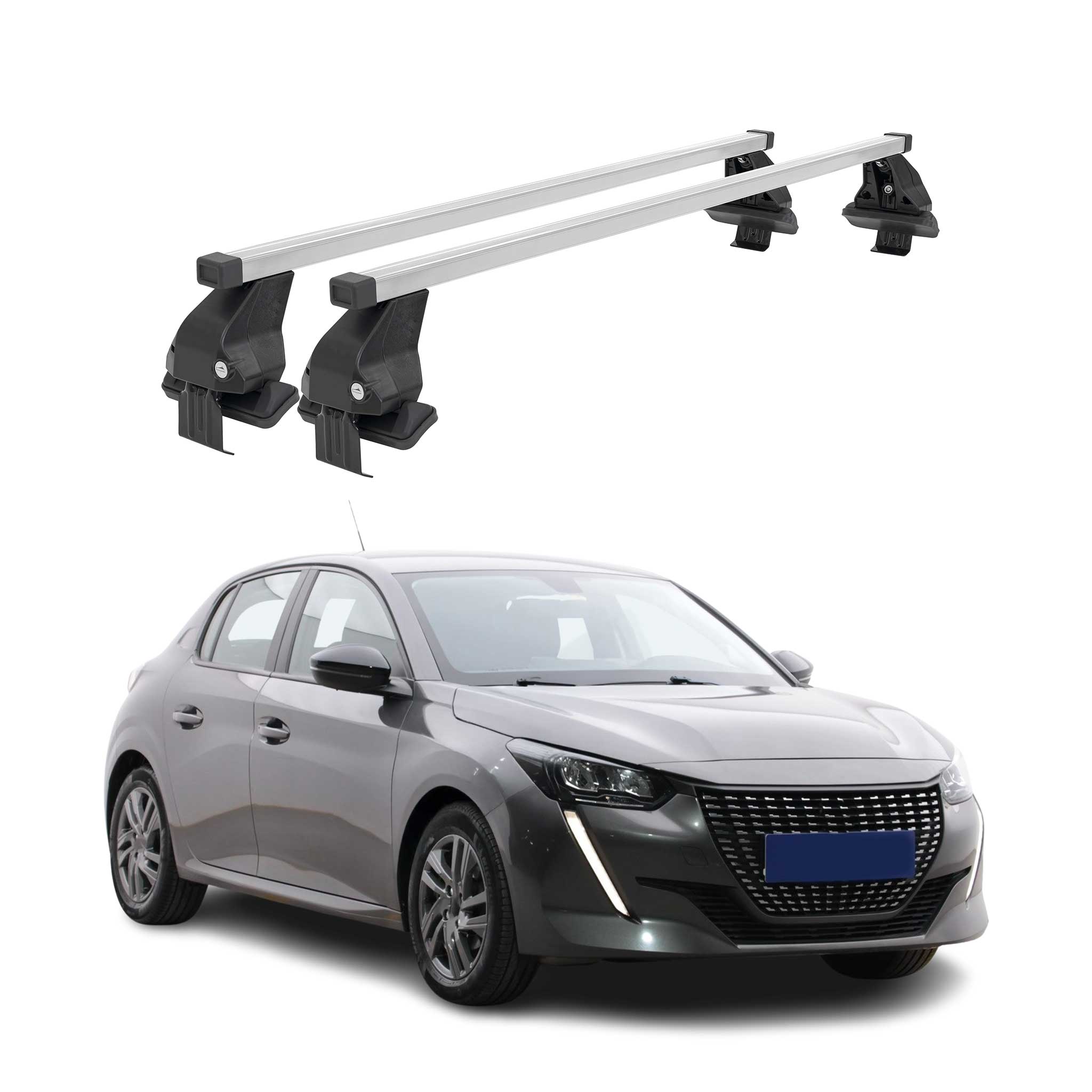 Menabo Dachträger Grundtäger für Peugeot 208 2019-2026 50kg Stahl Silber 2 tlg