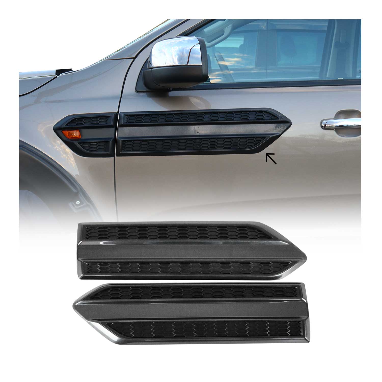 Seitentürleiste Türschutzleiste für Nissan Navara 1997-2004 ABS Schwarz 2x