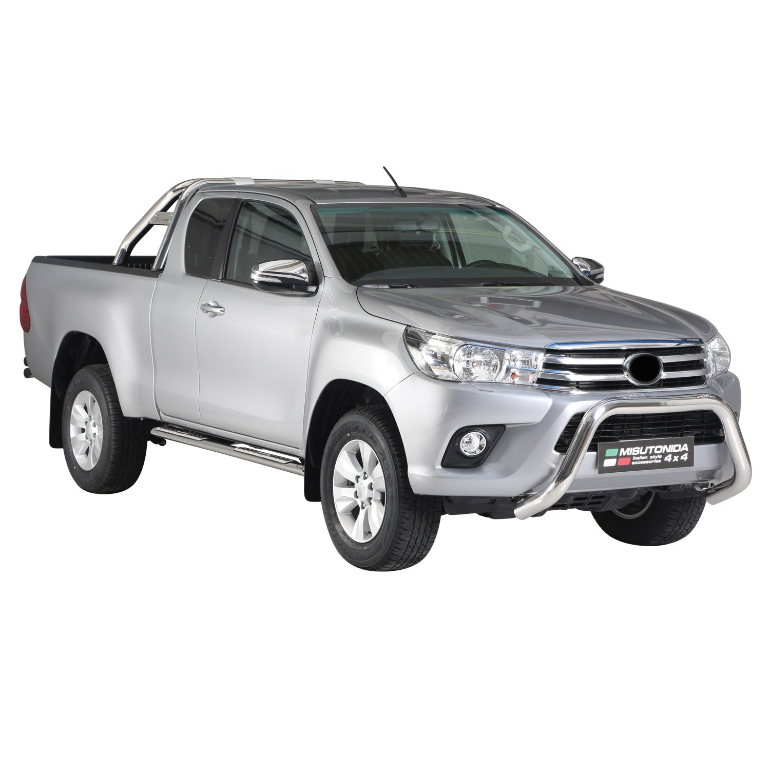 Stahl Seitenschweller Schwellerrohre für Toyota Hilux Extra Cab 2015-2026 Grau