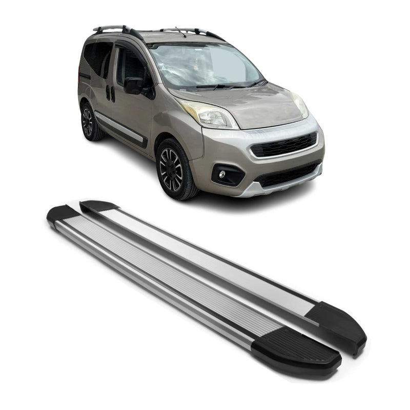 Aluminium Seitenschweller Trittbretter für Fiat Qubo 2007-2021 Silber 2tlg
