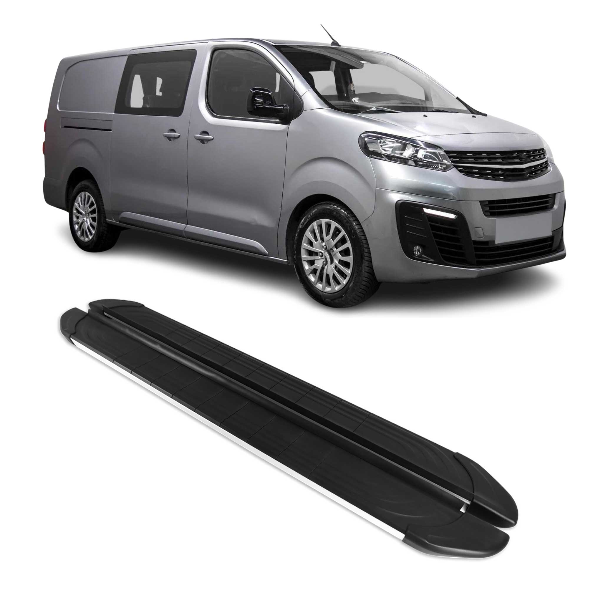 Trittbretter Seitenschweller für Opel Vivaro C 2019-2026 L1 Alu Schwarz Grau