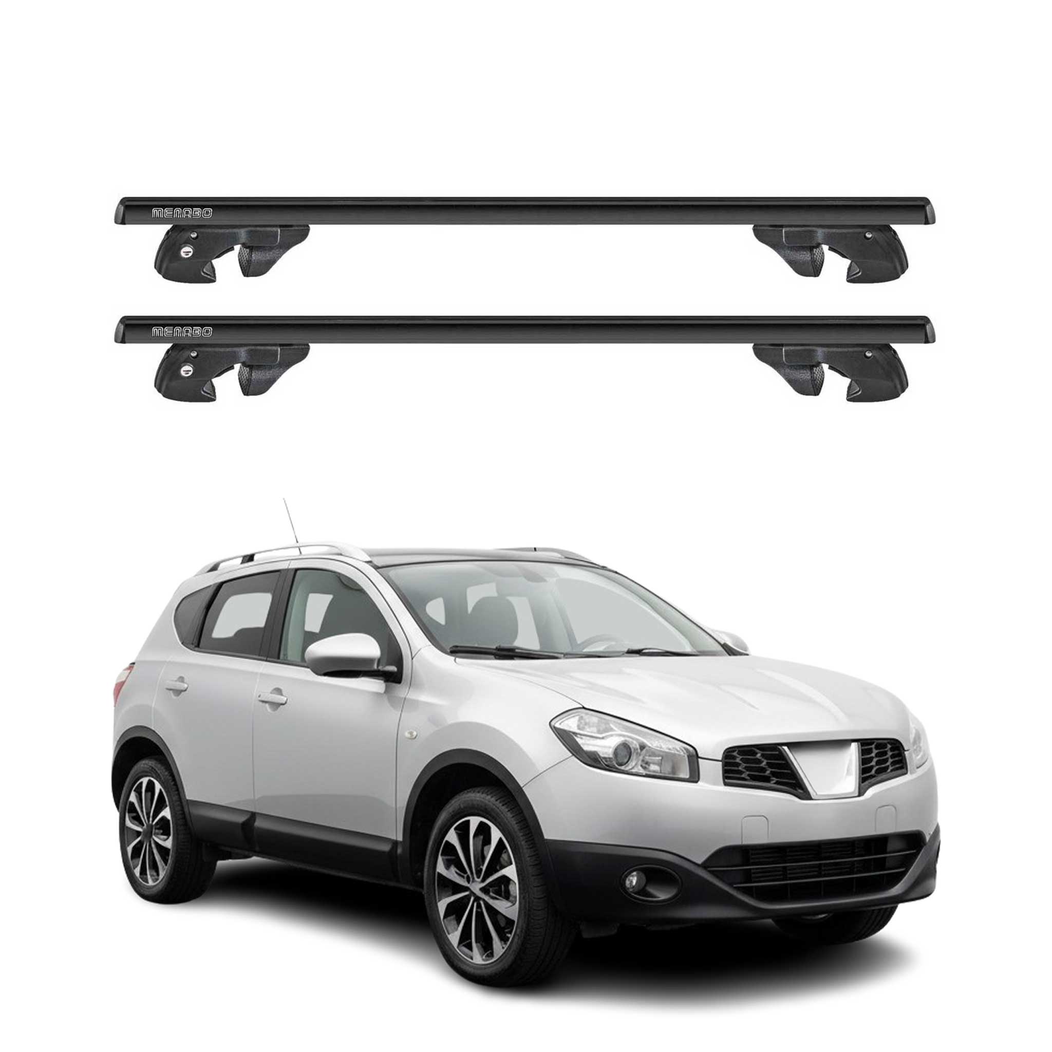 Dachträger Grundtäger für Nissan Qashqai J10 2007-2013 Alu 90kg TÜV Schwarz 2tlg