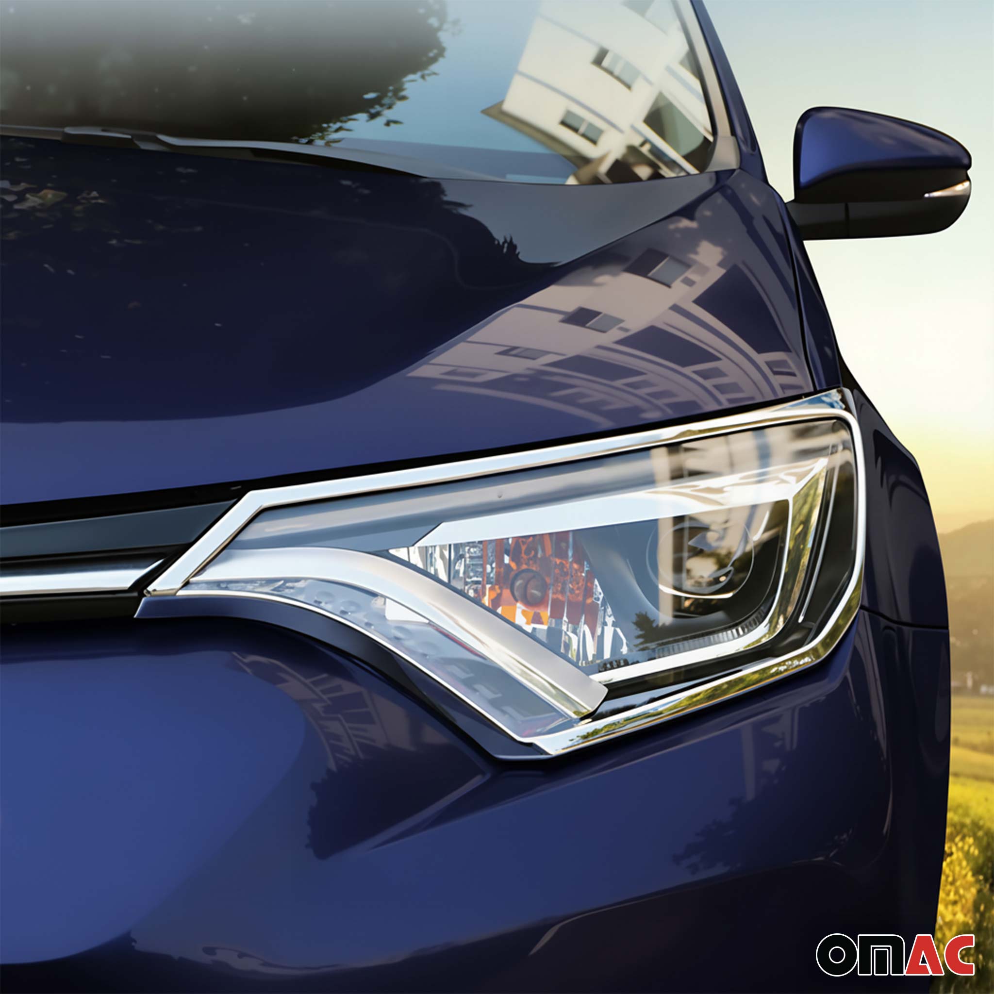 Scheinwerfer Leisten Scheinwerferblende für Toyota RAV4 2015-2018 Chrom ABS 2tlg