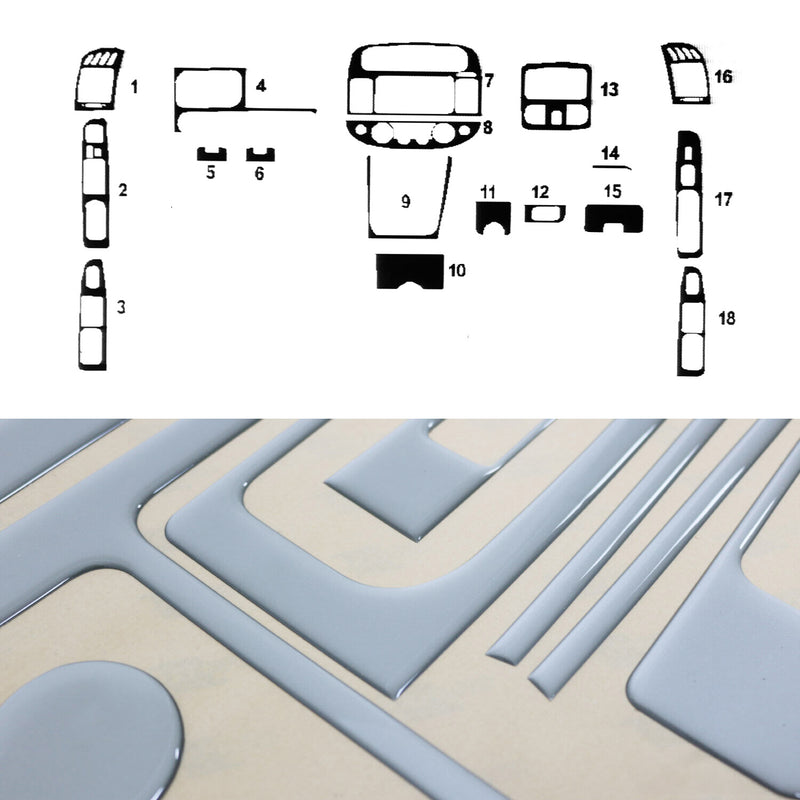 Innenraum Dekor Cockpit für Toyota Camry 2001-2006 Aluminium Optik 18tlg