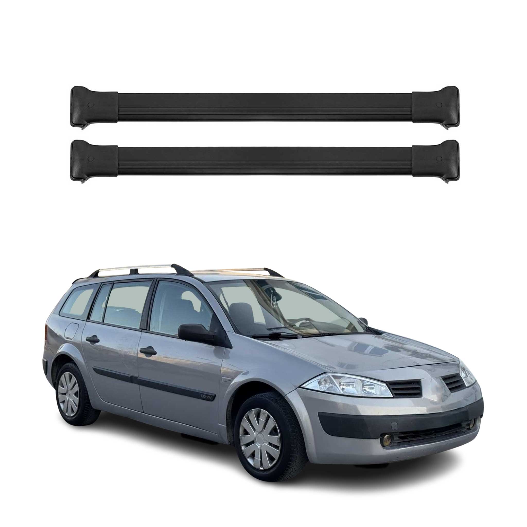 Dachträger Grundtäger für Renault Megane 2002-2009 75kg Aluminium Schwarz 2 tlg