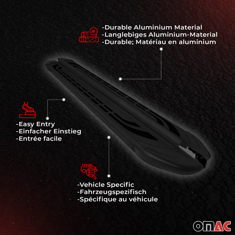 Trittbretter Seitenschweller Seitenbretter für Fiat 500X 2014-2025 Alu Schwarz