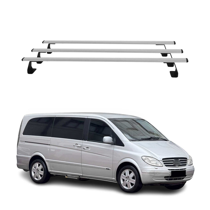 Dachträger Grundtäger für Mercedes Vito W639 2003-2014 75kg Stahl Silber 3 tlg
