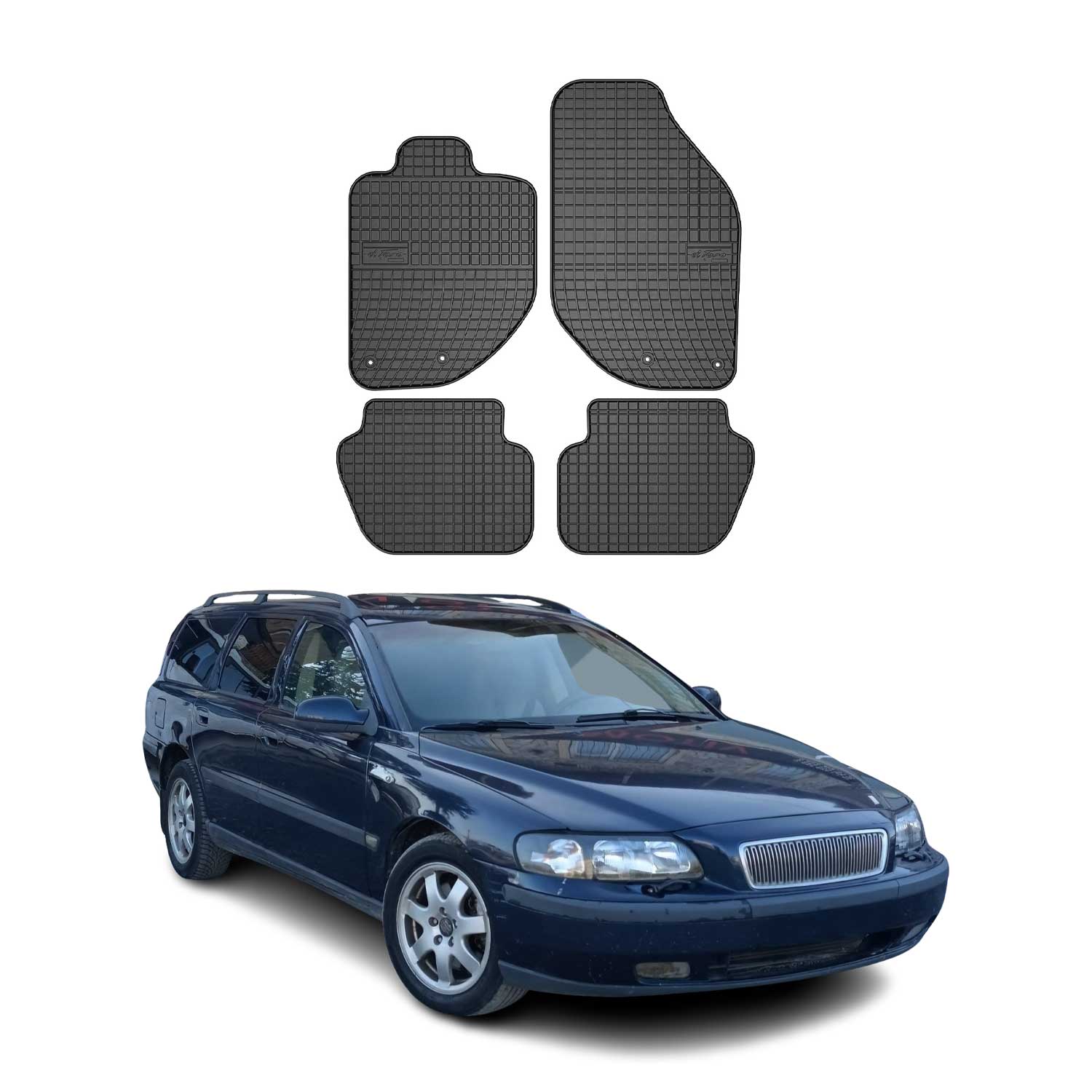 OMAC Gummi Fußmatten für Volvo V70 1996-2000 Automatten Gummi Schwarz 4tlg