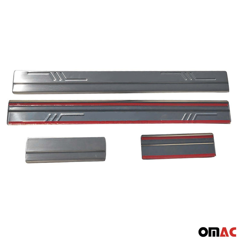 Door sill trims for Ford Focus C-Max 2003-2007 stainless steel silver 4x