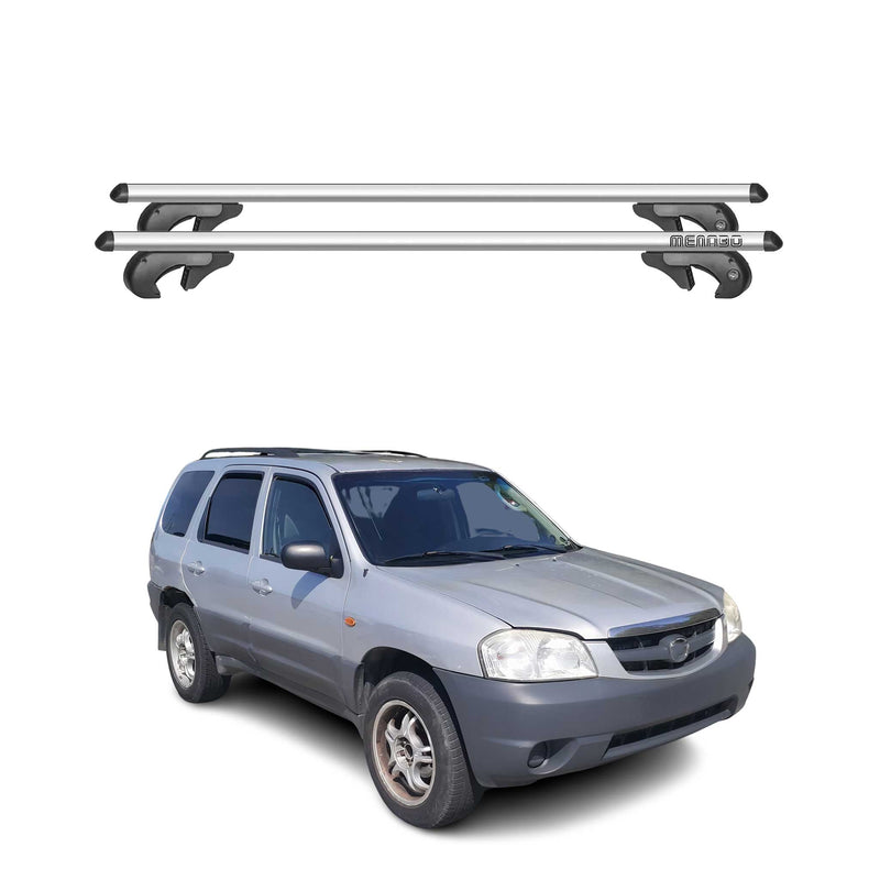 Menabo Dachträger Grundtäger für Mazda Tribute 2001-2007 90kg Alu Silber 2 tlg