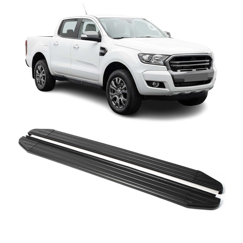 Trittbretter Seitenschweller für Ford Ranger 2012-22 Double Cab Alu Schwarz ABE