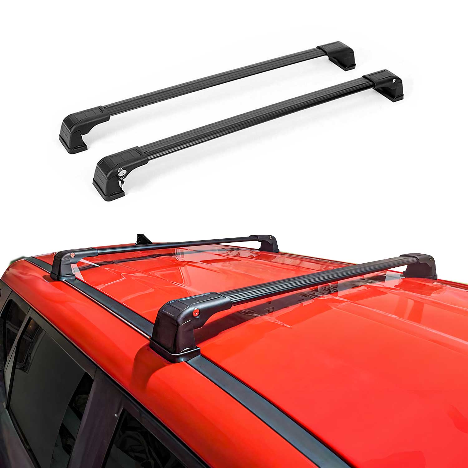 Aluminium Dachträger Gepäkträger Grundträger für Fiat 500X 2015-2026 Schwarz 2x