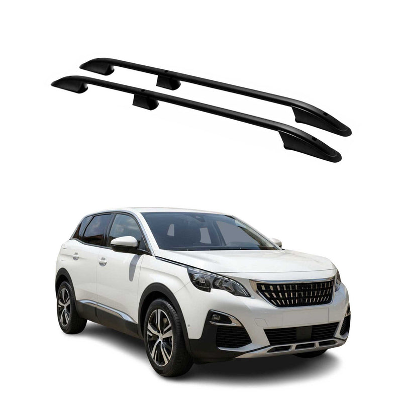 Dachreling Dachgepäckträger für Peugeot 3008 2013-2016 Aluminium Schwarz 2tlg