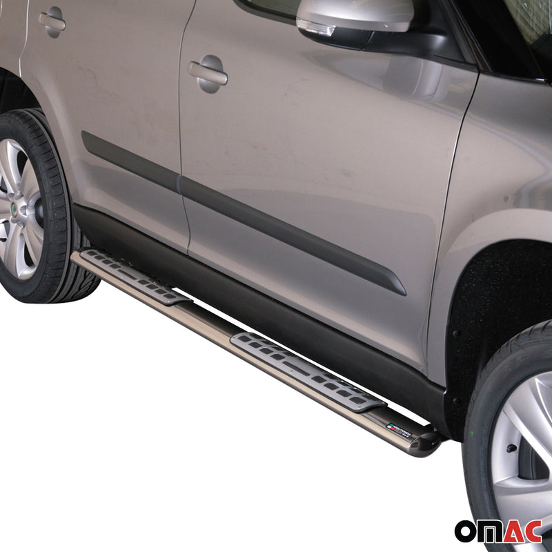 Edelstahl Seitenschweller Schwellerrohre für Skoda Yeti 2009-2013 Silber