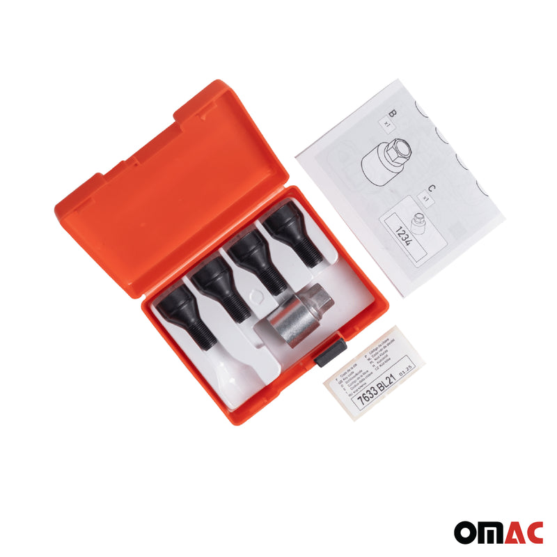 Radschloss Satz für Citroen Saxo/ Xsara/ Berlingo/ XM 2001-2002 Schwarz M12X1.25