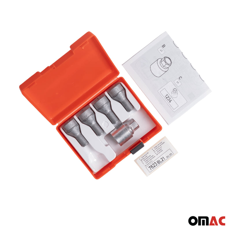 Radschloss Radschrauben Satz für Jeep Compass 2017-2020 Silber 4x M12X1.25