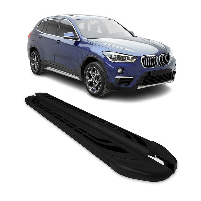 Trittbretter Seitenschweller Seitenbretter für BMW X1 F48 2015-2022 Alu Schwarz