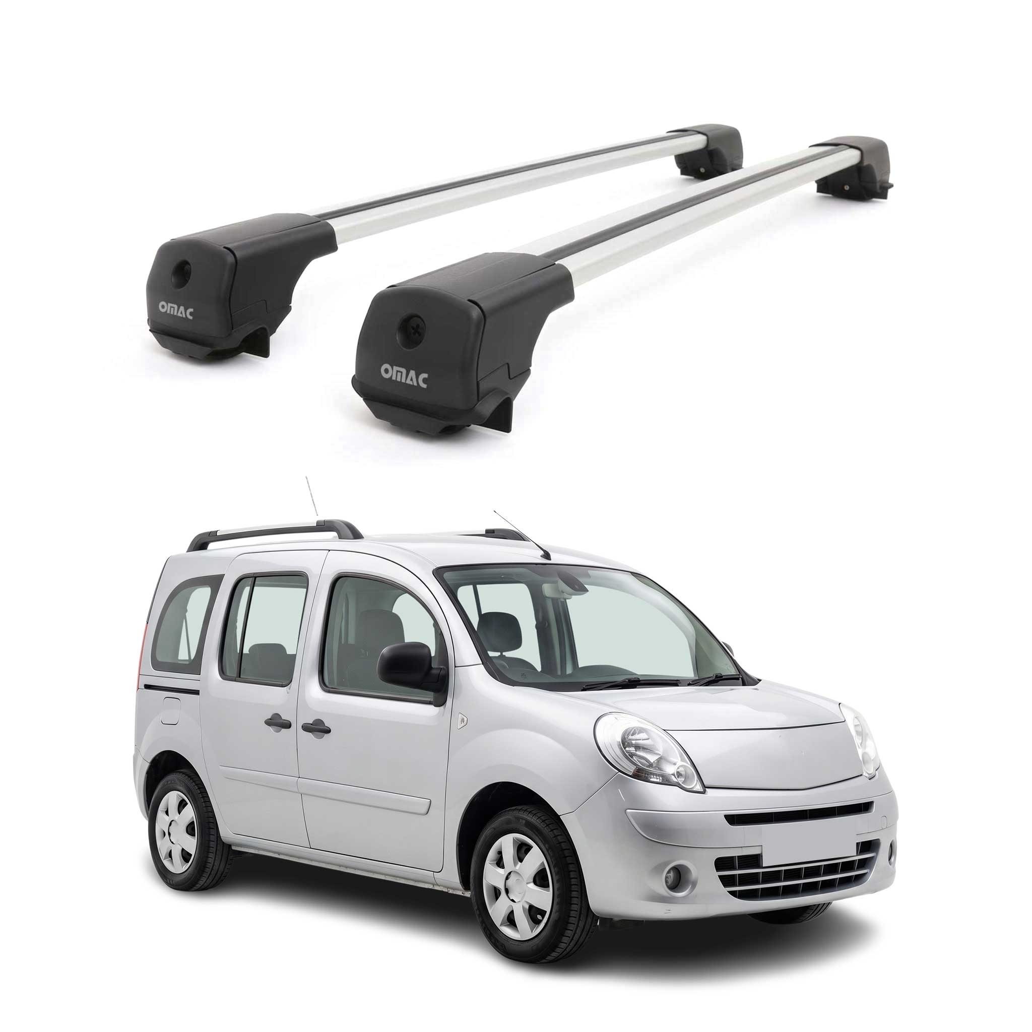 Dachträger Grundträger für Renault Kangoo II 2007-2021 Aluminium 75kg Grau 2tlg