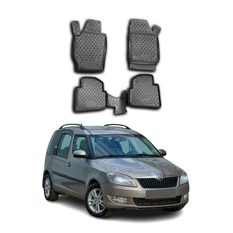 OMAC Gummimatten Fußmatten für Skoda Roomster 2006-2015 TPE Automatte Schwarz 4x